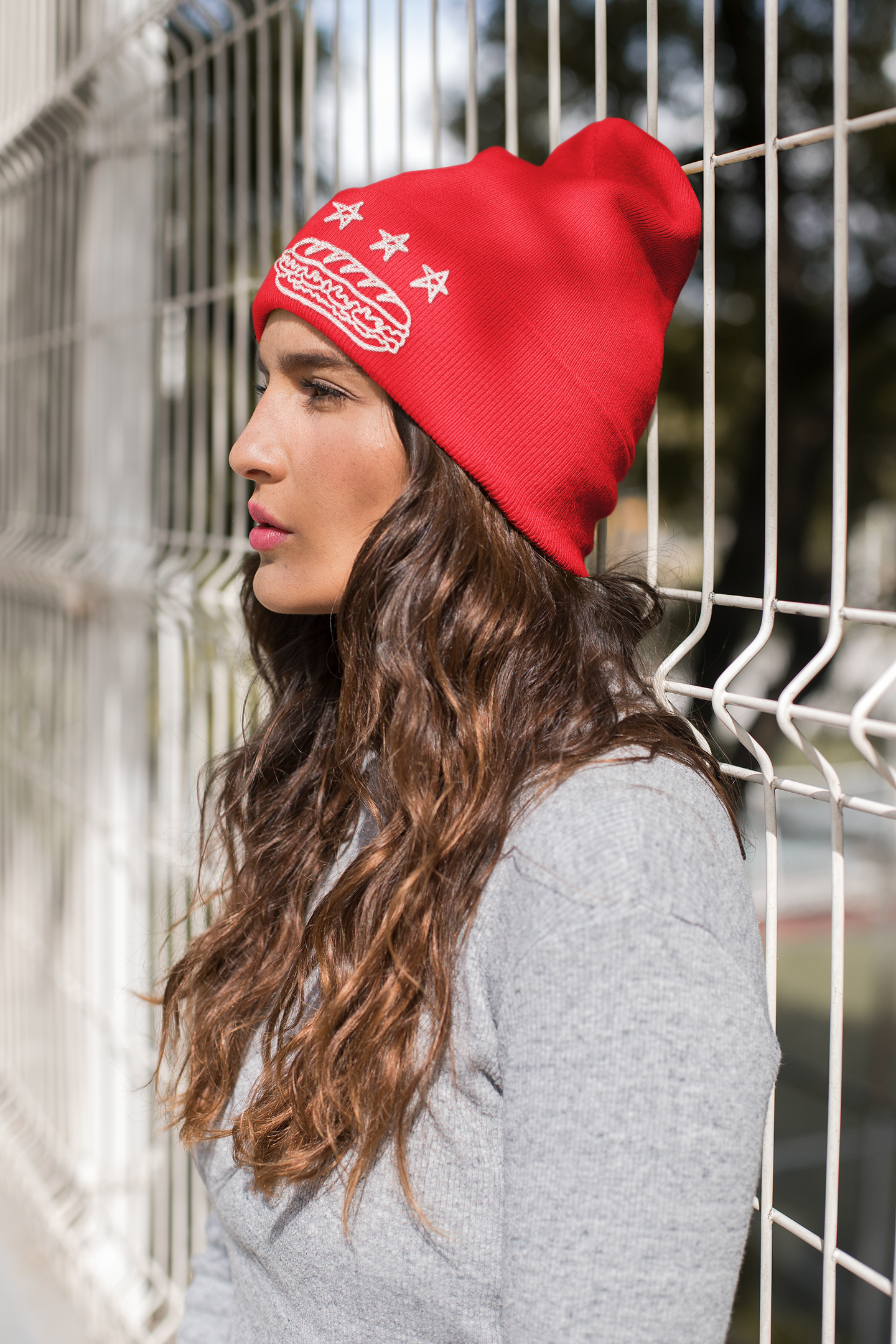 Embroidered Free DC Sandwich Knit Beanie