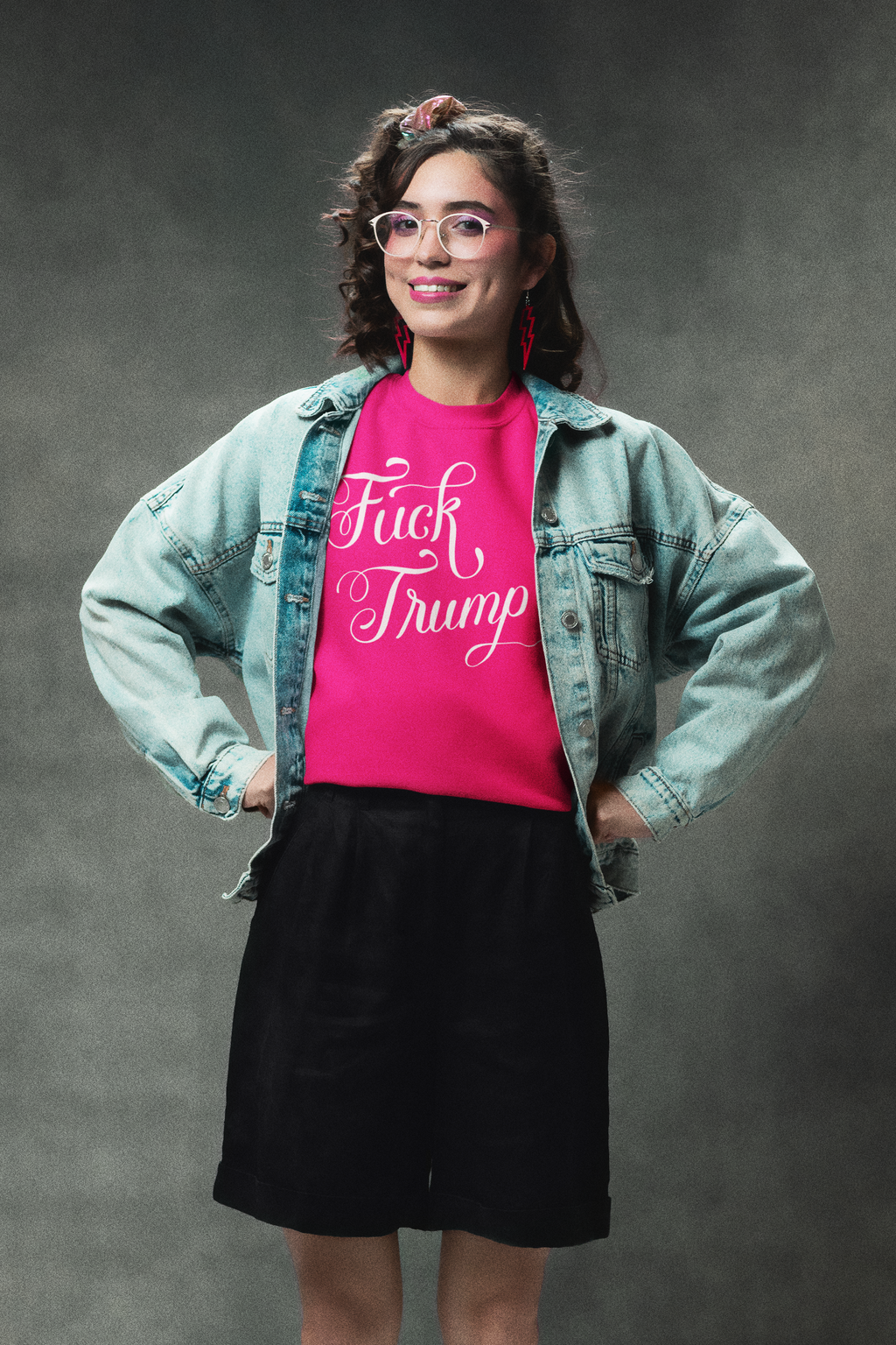 Fuck Trump Sweatshirt: Pink Anti-Trump Shirt, Hand-Drawn Calligraphy