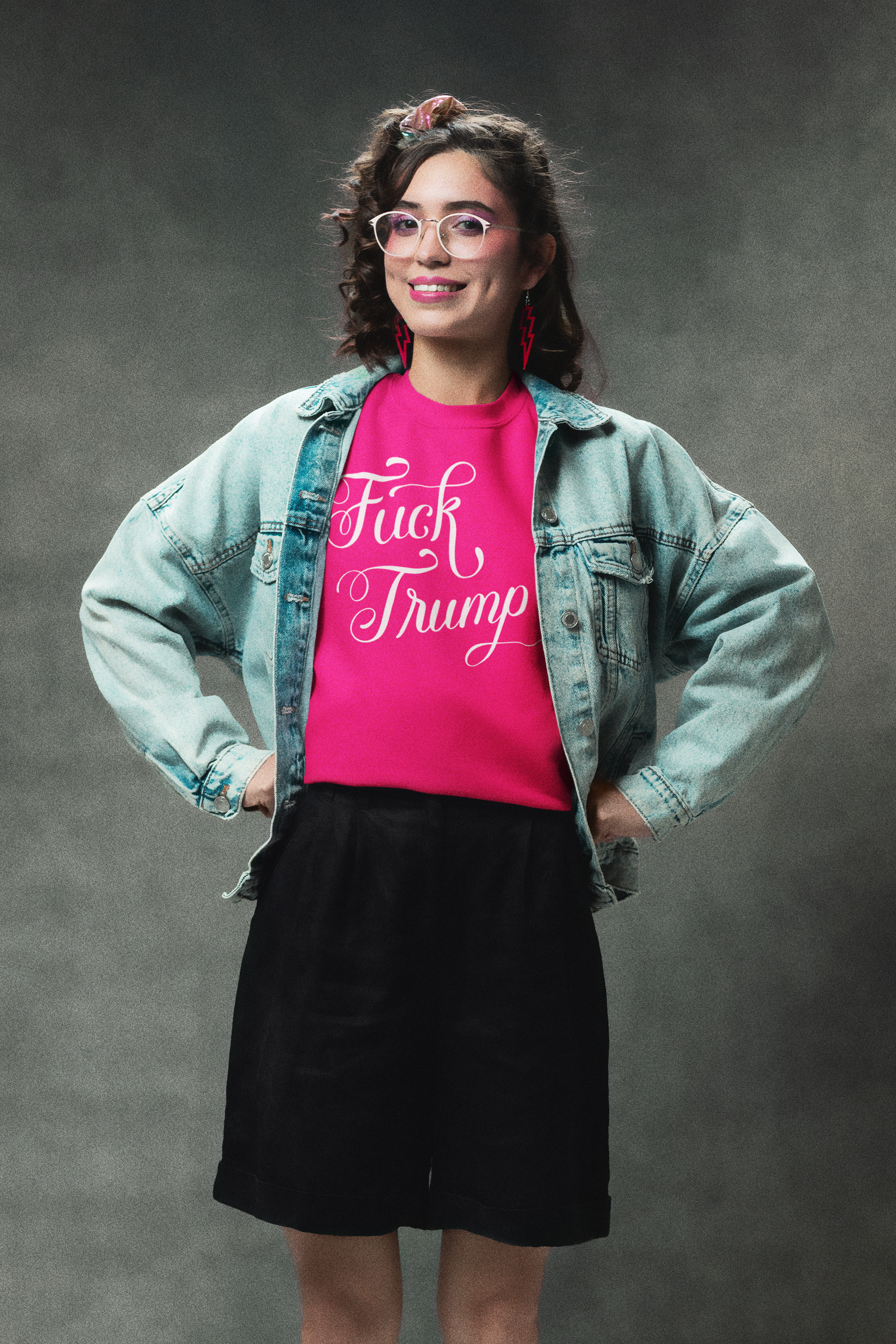 Fuck Trump Sweatshirt: Pink Anti-Trump Shirt, Hand-Drawn Calligraphy